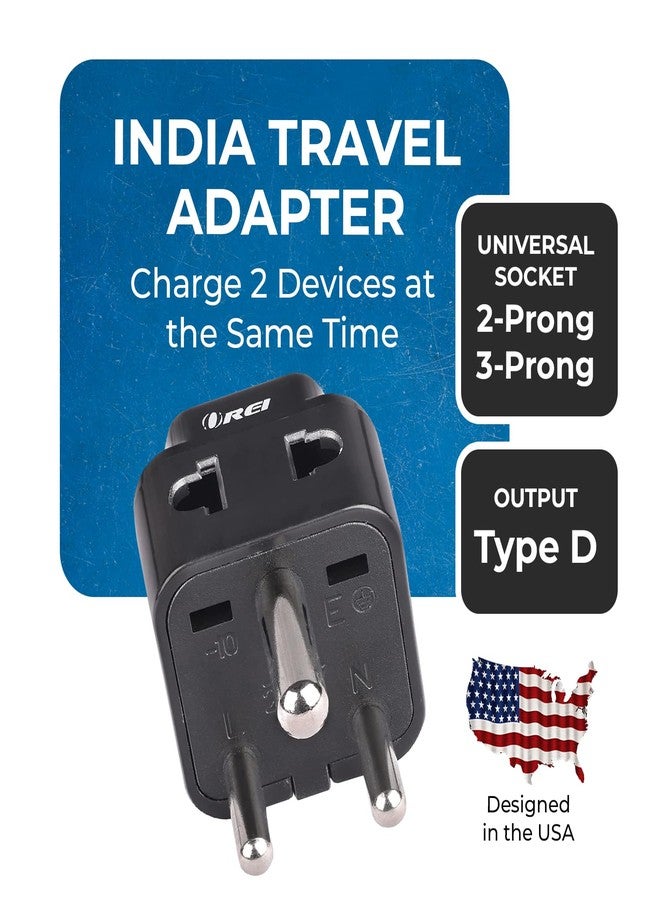 OREI UK to India Adapter Plug - 2 in 1 Type D US to India Converter Plug - Universal Input (UK, USA, Canada, EU & More) - CE & Rohs Certified (4 Pack) - Image 2